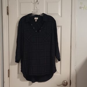 Knox Rose Dark Checkered Blouse